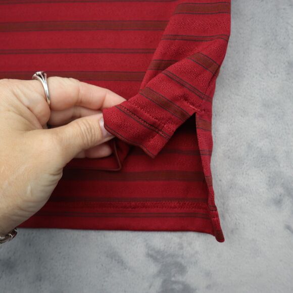 Adidas Shirt Mens XL Extra Red Golf Polo Lightweight Stretch 3 Stripes Work * - Picture 11 of 16